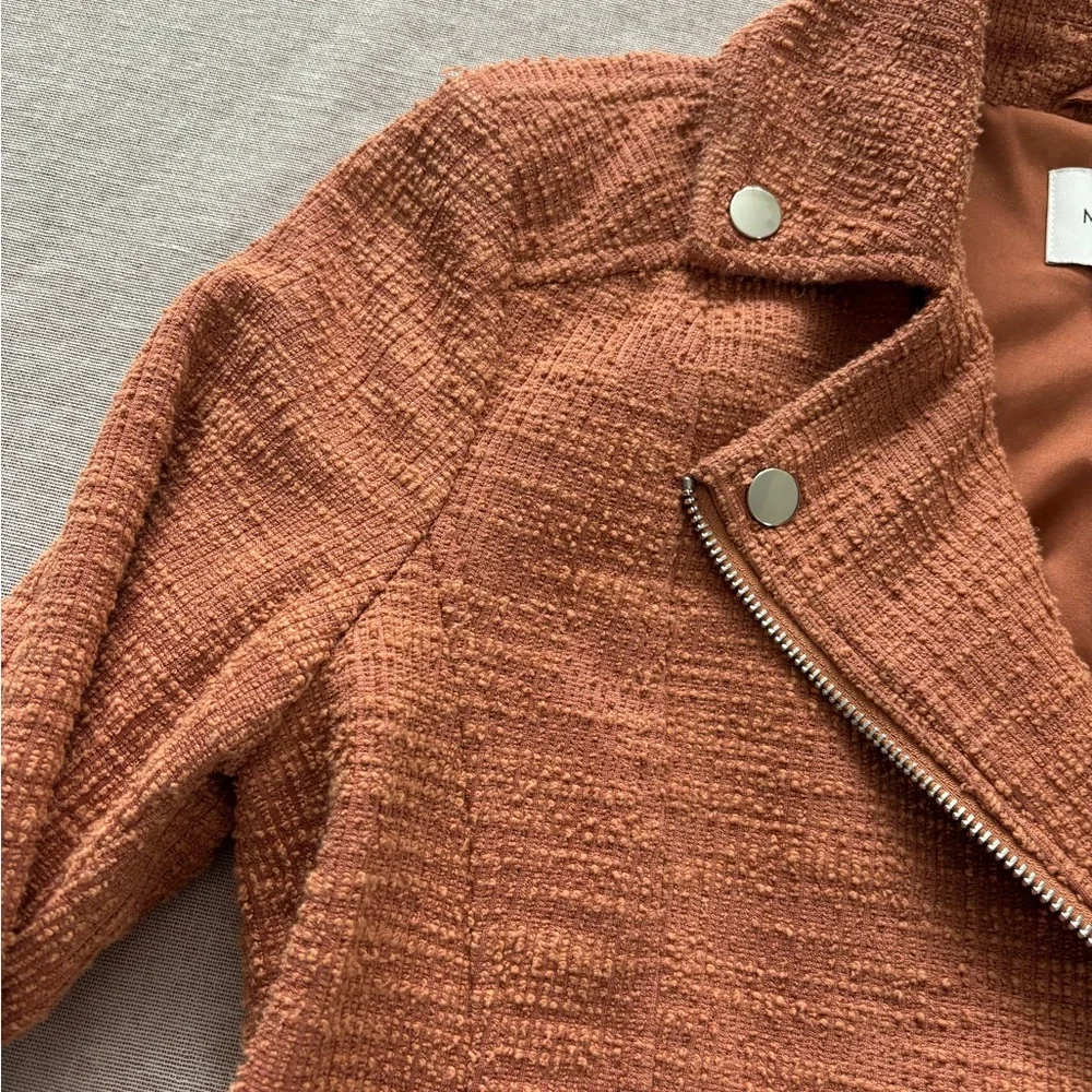 Nine West textured knit motorcycle jacket.